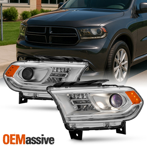 For 2014-2017 Dodge Durango Halogen Non-DRL Projector Headlights Headlamp