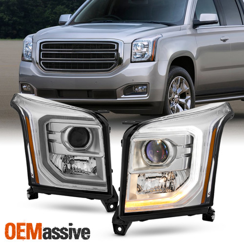 For 2015-2020 GMC Yukon XL SLT/SLE Halogen Projector Headlight Pair w/LED Signal