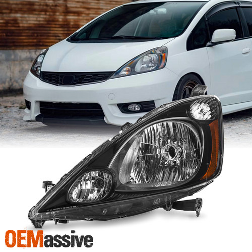 For 2012-2014 Honda Fit [Halogen Type] Black Headlight Driver Left Side 12 13 14