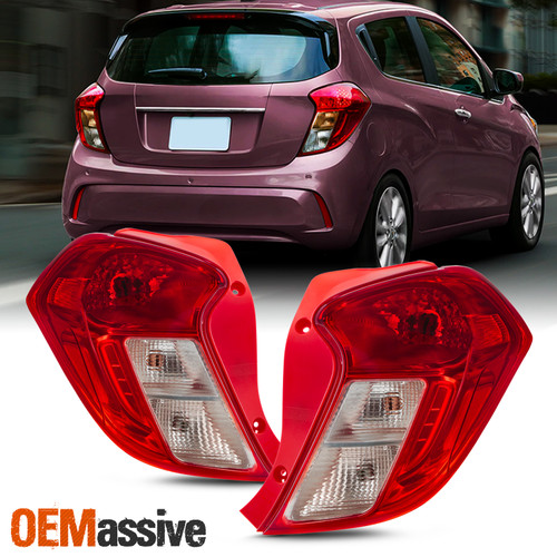 For 2016-2022 Chevy Spark Halogen Type Red Clear Tail Light Pair Drive+Passenger