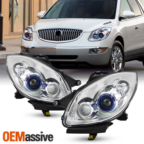 For 2008-2012 Buick Enclave HID Projector Chrome Headlight Pair Left+Right w/AFS