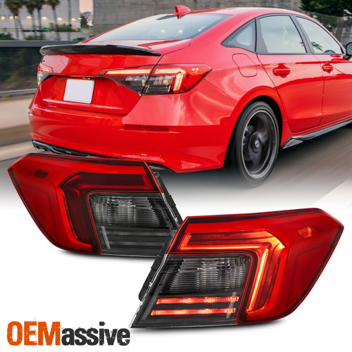 For 2022-2025 Honda Civic Sedan LED Running Brake Red Tail Lights Outer Pair L+R