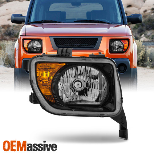 For 2007-2008 Honda Element Halogen Type Headlight Headlamp Black Passenger