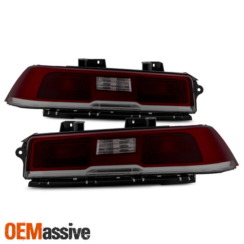 For 2014-2015 Chevy Camaro Dark Red Tail Brake Lights Pair Left + Right