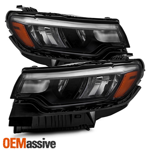 For 2022-2024 Jeep Compass [NON-DRL Upgrade] Black Headlight Lamp w/LED DRL