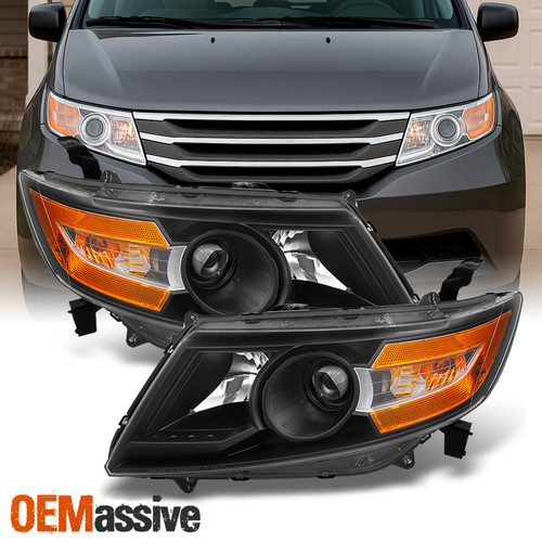 Fit 2011-2017 Honda Odyssey Black Housing OE Style Headlights Lamps Replacement