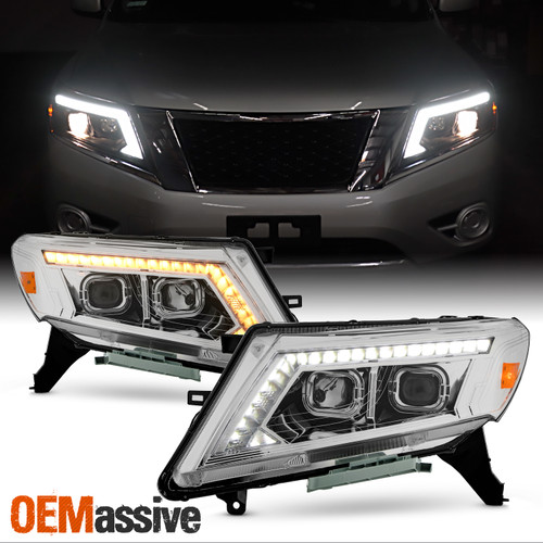 For 2013-2016 Pathfinder Projector Chrome Headlights Pair w/ LED DRL Turn Signal