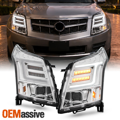 For 10-14 Cadillac SRX LED DRL Projector Headlight Sequential Headlamp Chrome