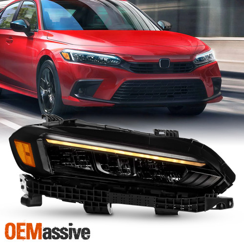 For 2022-2025 Honda Civic LED w/ DRL Headlight Headlamp Passenger Black Trim