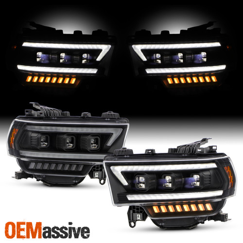 For 19-22 Ram 2500|3500 LED Sequential Projector Headlights Greeting Lamp Black