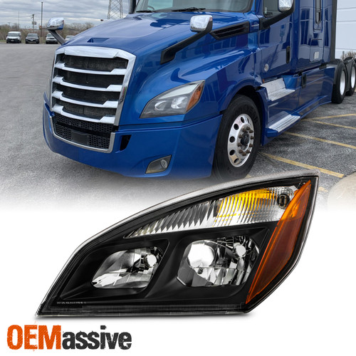 For 2018-2023 Freightliner Cascadia 126 Halogen Type Black Headlight Driver Left