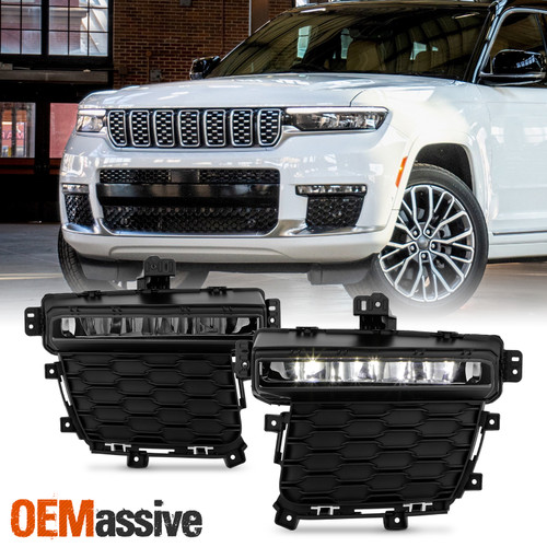 For 2022-2024 Jeep Grand Cherokee [Three-Row] LED Fog Lights Pair w/ Wire+Switch