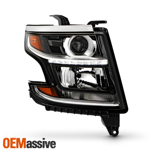 For 15-20 Chevy Suburban Tahoe HID Projector Black HeadLight Passenger w/LED DRL