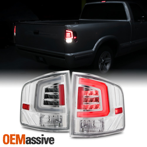 For 1994-2004 Chevy S10 Pickup GM Sonoma 96-00 Isuzu Hombre LED Chrome TailLight