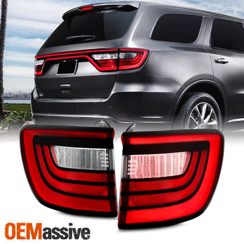 For 2014-2024 Dodge Durango Full LED Running Tube Chrome Red Tail Lights Pair