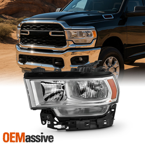 For 2019-2024 Dodge Ram 2500 Halogen Type Headlight Headlamp Driver Chrome