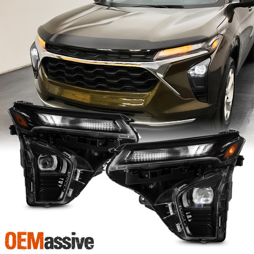 For 2024-2025 Chevy Trax LS/RS [LED Hi-Lo Beam] Projector Black Headlights Pair