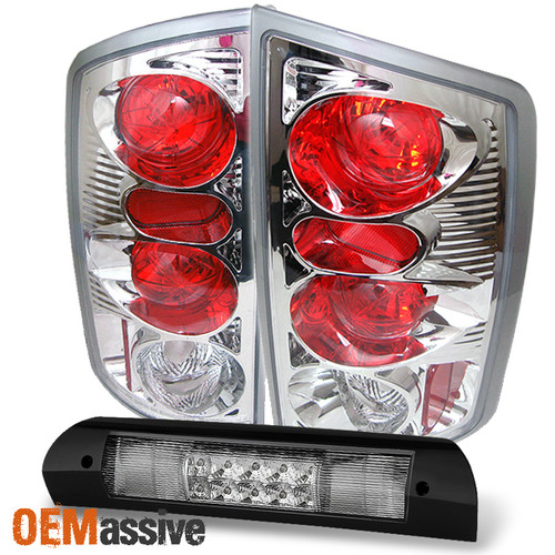 Fits 02-06 Dodge Ram 1500 03-06 2500/3500 Chrome Tail Lights+LED 3Rd Brake Light