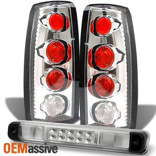 For 1988-1998 Chevy GMC C10 C/K Clear Brake Tail Light+LED 3Rd Brake Cargo Light