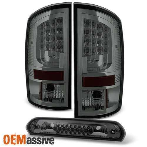 Fits 07-08 Ram 1500 07-09 Ram 2500 3500 Smoked LED Tail Lights + 3rd  Brake Lamp