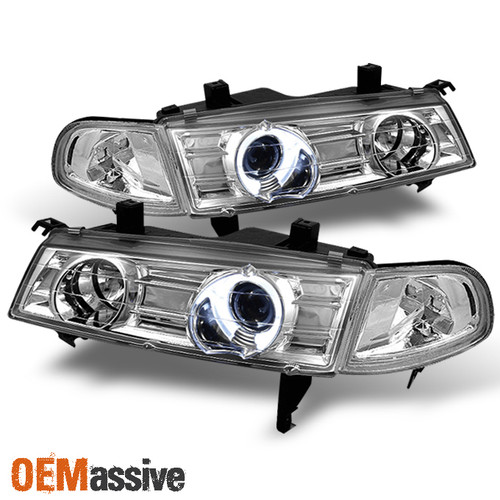 Fits 92-96 Prelude Halo Projector Headlights +Clear Corner Signal Lights Lamps