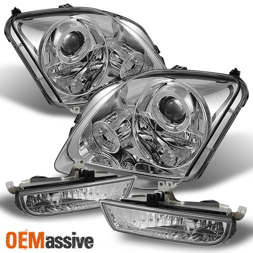 Fits 97-01 Honda Prelude Chrome Halo Projector Headlights+Clear Bumper Signal