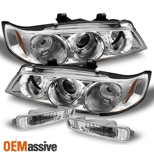 Fits 96-97 Accord Clear Halo Projector Headlights+Euro Clear Bumper Signal Lamps