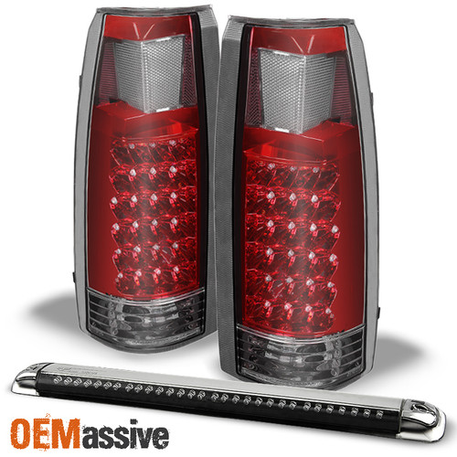For 92-99 Suburban 1500/2500 Yukon Tahoe Red Clear Tail Lights + 3rd Brake Light