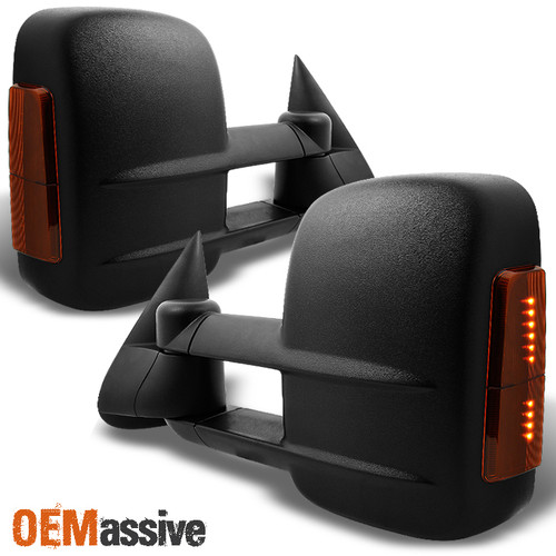 Fits 07-13 Silverado Sierra Power Heated Extendable Towing Trailer Mirror Pair