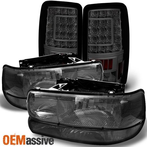 Fit 00-06 Chevy Suburban Tahoe Smoked Headlights+Bumper+LED Tail Lights