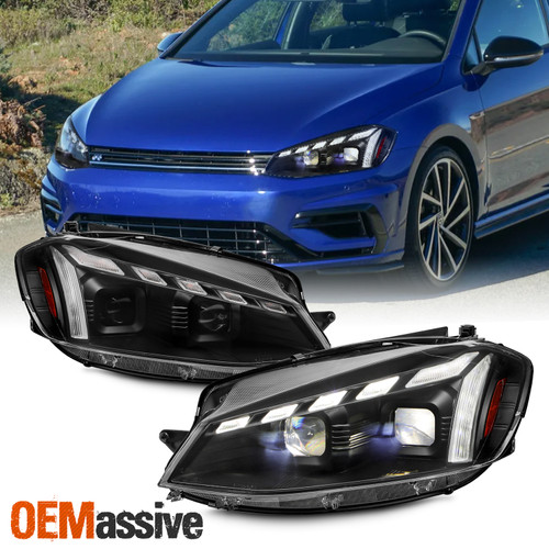 For 18-21 Volkwagen Golf Projector Headlights w/LED Sequential SwitchBack Signal