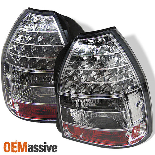 Fits 96-00 Civic Ek9 3Dr Hatchback Chrome Clear LED Tail Brake Lights Lamp Pair