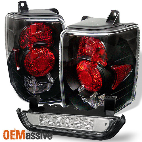 Fits 93-98 Jeep Grand Cherokee Black Tail Lights +Full LED 3Rd Third Brake Lamp