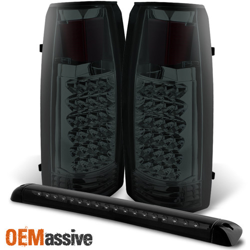 Fits 92-99 Chevy GMC Suburban 1500 2500 Smoked LED Tail Lights + 3rd Brake Light