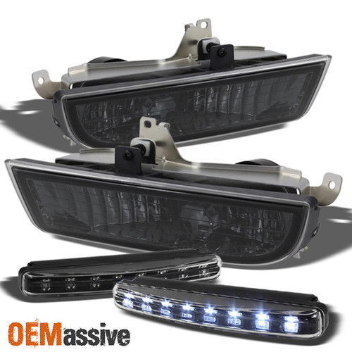 Fits 97-01 Prelude JDM Smoked Fog Lights + Black DRL LED Daytime Running Lights