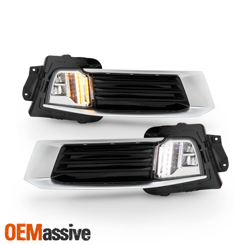 For 2018-2019 Cadillac XTS [w/o DRL] Switchback Bumper Signal Chrome Fog Lights