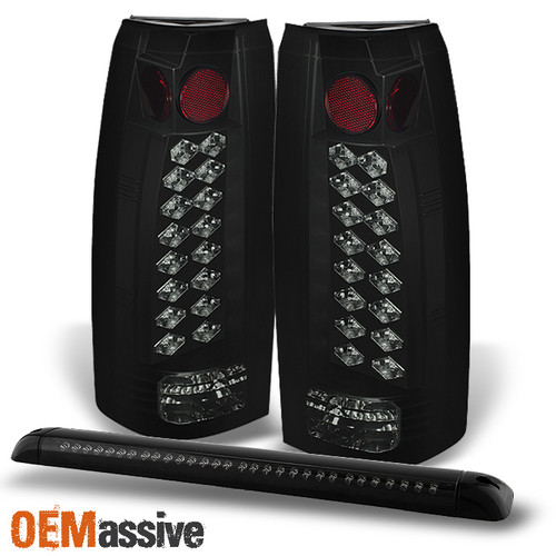 Fits Suburban Yukon Blazer Tahoe Black Smoked Tail Lights+LED Smoke 3rd Brake