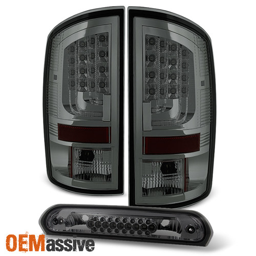 Fits 02-06 Dodge Ram 1500 03-06 2500 3500 Smoke LED Tail Lights+3rd Brake Lamp