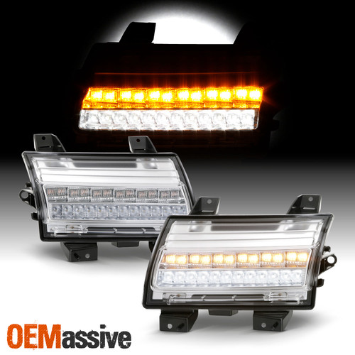 For 18-23 Jeep Wrangler [LED Type] Chrome Bumper Light w/ LED Sequential Signal