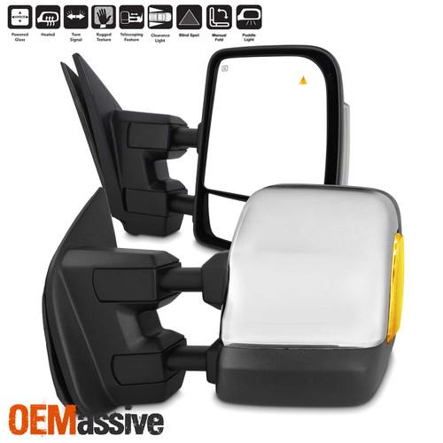 For 17-21 Titan Power Heated Manual Folding Towing Mirror Pair w/LED Turn Signal