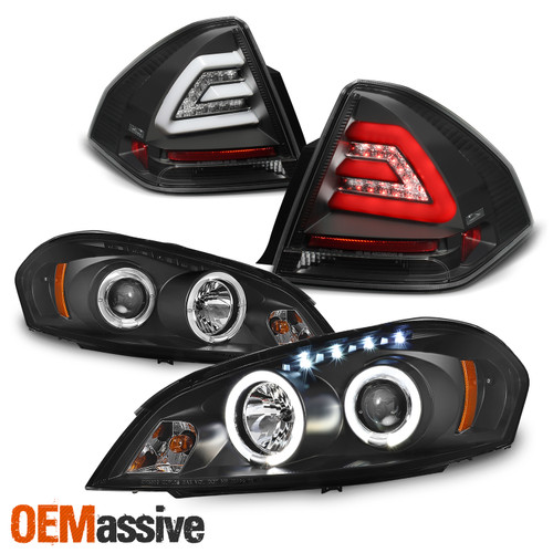 [Black LED Housing]Fit 06-13 Chevy Impala Halo Projector Headlights + Tail Light