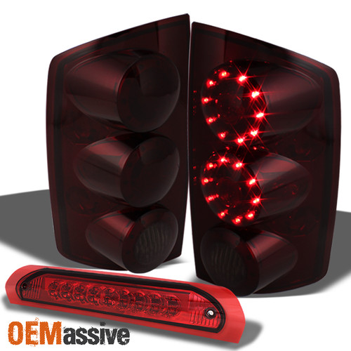 Fits 02-06 Dodge Ram Pickup Red Smoke LED Tail Lights+LED 3Rd Brake Light