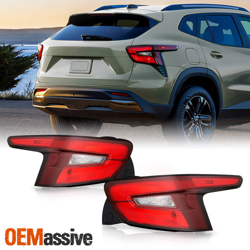 For 2024-2025 Chevy Trax LED Chrome Red Tail Lights Brake Lamp Pair Left+Right