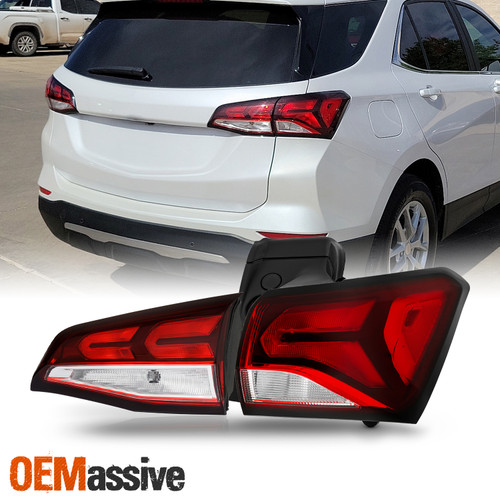For 22-24 Chevy Equinox Halogen Chrome Red Tail Light Outer+Inner 2Pcs Passenger