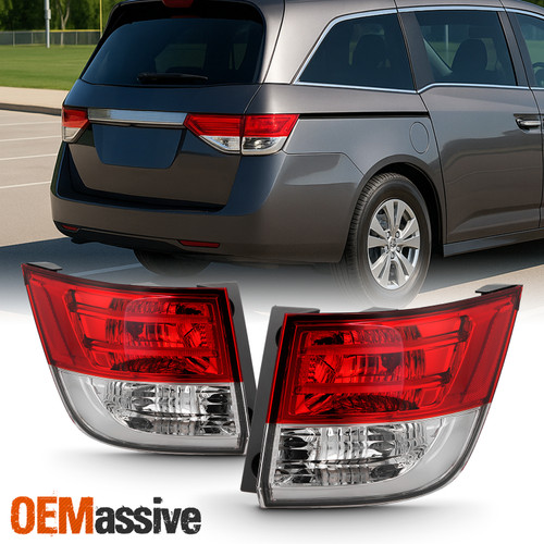 For 2014-2017 Honda Odyssey Halogen Type Chrome Tail Light Outer Pair Left+Right
