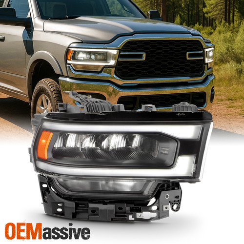 For 2019-2024 Dodge Ram 2500/3500 Halogen Signal Black LED Headlight Passenger
