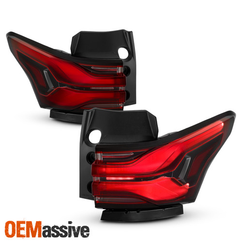 For 22-24 Chevy Traverse Full LED Running Tube Black Red Tail Lights Outer Pair