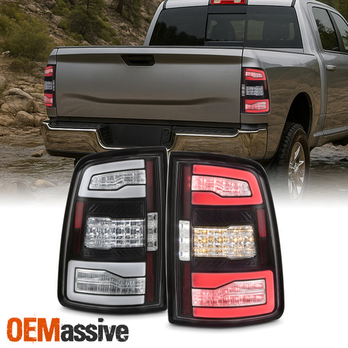 For 19-23 RAM 2500 3500 Incandescent Black Tail Lights w/LED Sequentail Greeting
