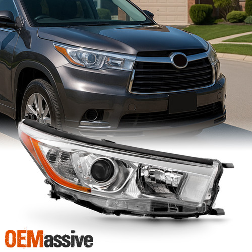 For 2014 2015 2016 Toyota Highlander Chrome Projector Headlight Passenger Right