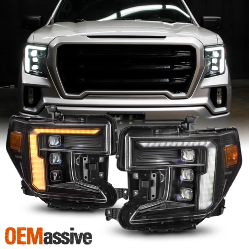 For 2019-2021 GMC Sierra 1500 LED Sequential Projector Headlights w/Welcome Lamp